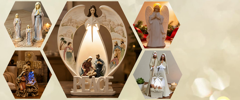 Christian Resin Decorations Cross/Angel