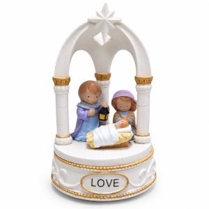 Love Holy Family Nativity Arch Music Box with Gold Accents-kwa15246