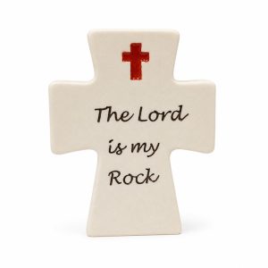 The Lord Is My Rock White Resin Tabletop Cross-kwa16183