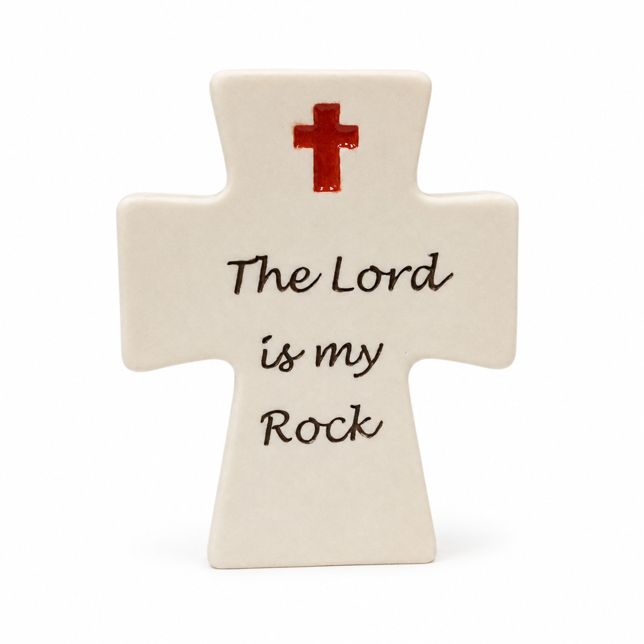 The Lord Is My Rock White Resin Tabletop Cross-kwa16183 The Lord Is My Rock White Resin Tabletop Cross-kwa16183