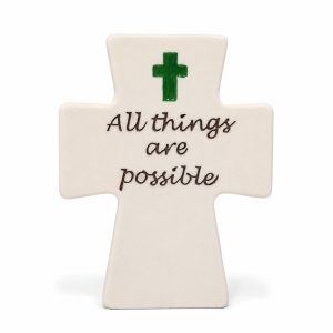 All Things Are Possible White Resin Tabletop Cross-kwa16186
