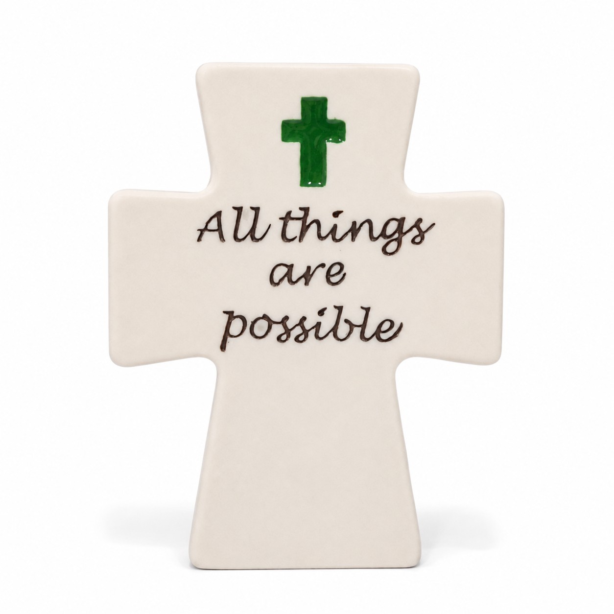 All Things Are Possible White Resin Tabletop Cross-kwa16186 All Things Are Possible White Resin Tabletop Cross-kwa16186