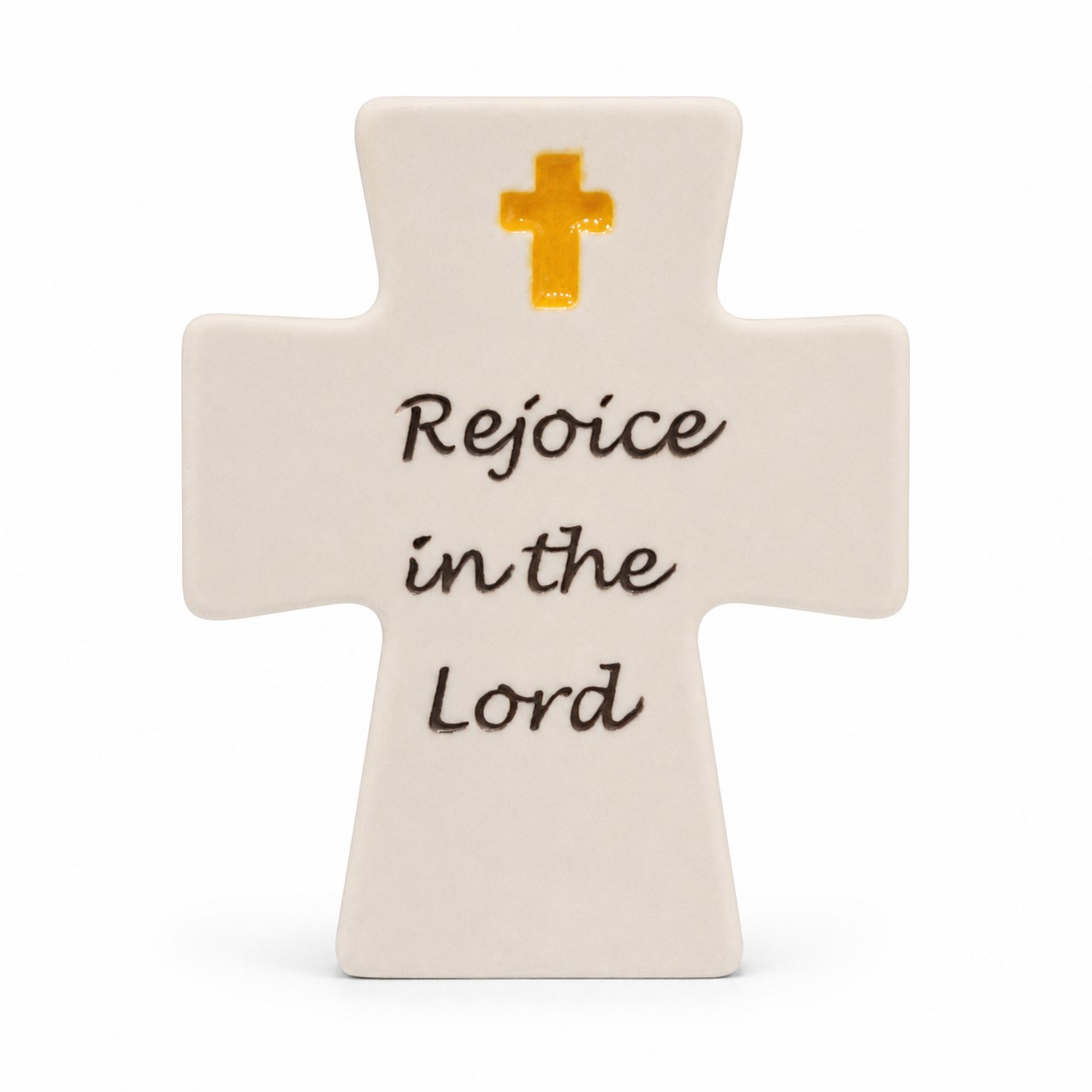 Rejoice in the Lord White Resin Tabletop Cross-kwa16187 Rejoice in the Lord White Resin Tabletop Cross-kwa16187