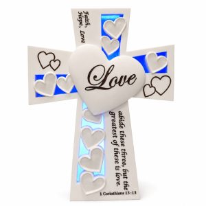 Blue Light 1 Corinthians 13:13 Love Heart Cross-kwa16191