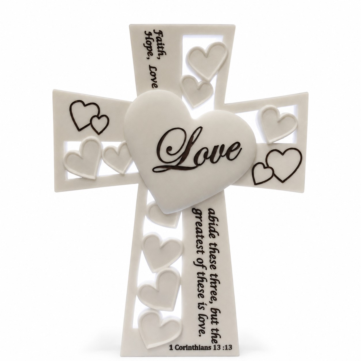 White 1 Corinthians 13:13 Love Heart Cross-kwa16193 kwa16193