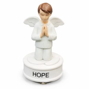 Hope Praying Boy Angel Music Box Figurine-kwa20031