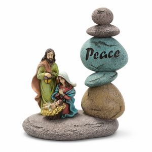 Peace Stacked Stone Resin Nativity Figurine-kwa25062