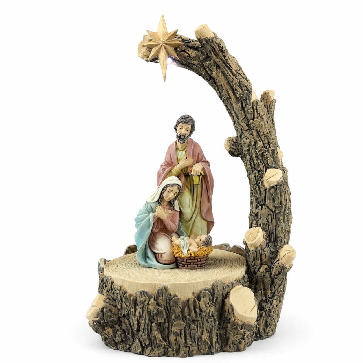 Lighted Rustic Tree Arch Resin Nativity Figurine-kwa25070 Lighted Rustic Tree Arch Resin Nativity Figurine-kwa25070