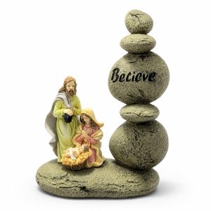 Believe Stacked Stone Resin Nativity Figurine-kwa25107