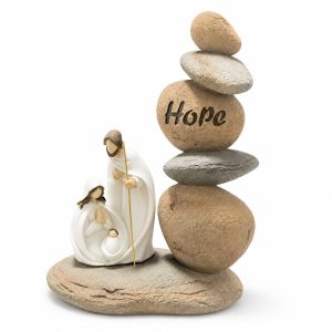Hope Stacked Stone Resin Holy Family Figurine-kwa25112