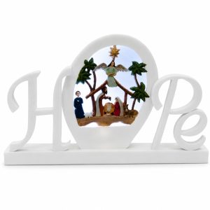 Lighted Hope Nativity Oval Shelf Sign with Angel-kws17044