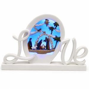Blue Light Love Nativity Oval Shelf Sign-kws17048
