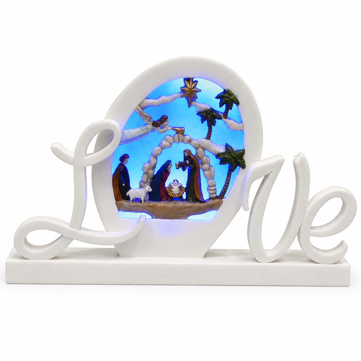 Blue Light Love Nativity Oval Shelf Sign-kws17048 Blue Light Love Nativity Oval Shelf Sign-kws17048