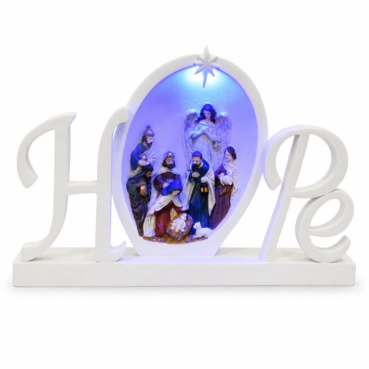 Blue Light Hope Full Nativity Oval Shelf Sign-kws17053 Blue Light Hope Full Nativity Oval Shelf Sign-kws17053
