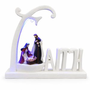 Minimalist Lighted Faith Holy Family Shelf Sign-kws17059