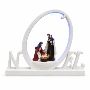 Minimalist Lighted Noel Holy Family Shelf Sign-kws17060