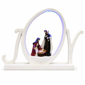 Minimalist Lighted Joy Holy Family Shelf Sign-kws17061