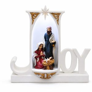 Lighted Joy Holy Family Vertical Panel Shelf Sign-kws17083