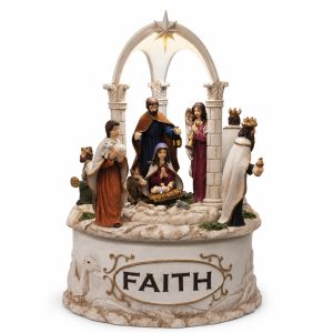 Light Up Faith Rotating Nativity Set With Music-kws17104