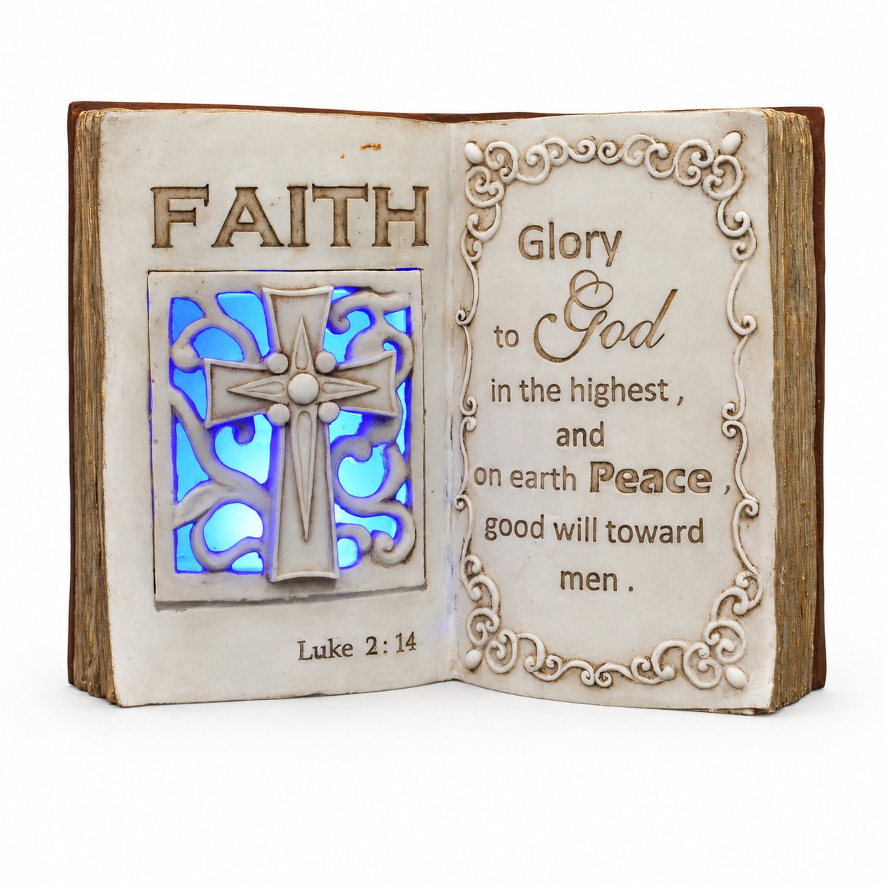Lighted Faith Scripture Book | Luke 2:14 Christian Gift-kws17123 Lighted Faith Scripture Book | Luke 2:14 Christian Gift -kws17123
