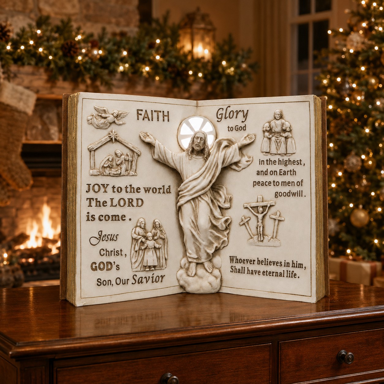 Jesus Christ Open Bible Figurine | Christian Resin Decor-kws17124c Jesus Christ Open Bible Figurine | Christian Resin Decor-kws17124c
