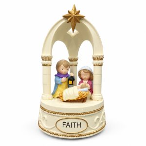 Faith Holy Family Nativity Arch Music Box with Gold Star-kws17268