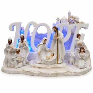 Blue Light HOPE Bethlehem Nativity Scene with Magi-kws17274