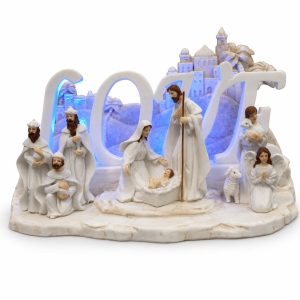 Blue Light LOVE Bethlehem Nativity Scene with Magi-kws17276