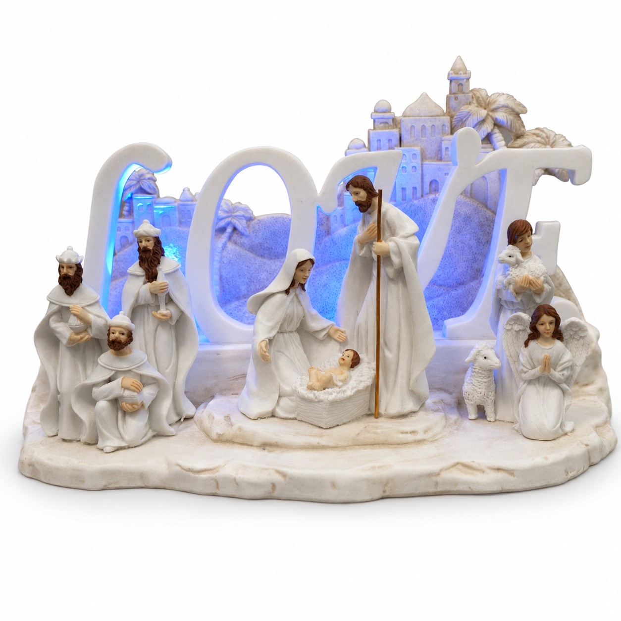 Blue Light LOVE Bethlehem Nativity Scene with Magi-kws17276 Blue Light LOVE Bethlehem Nativity Scene with Magi-kws17276