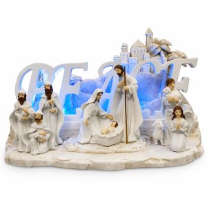 Blue Light Peace Bethlehem Nativity Scene with Magi-kws17277