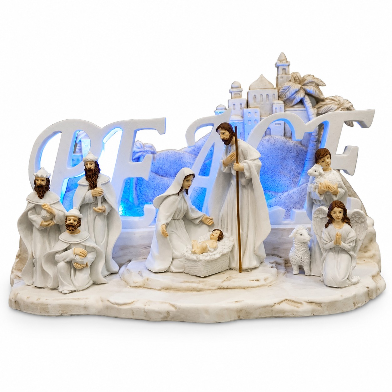 Blue Light Peace Bethlehem Nativity Scene with Magi-kws17277 Blue Light Peace Bethlehem Nativity Scene with Magi-kws17277