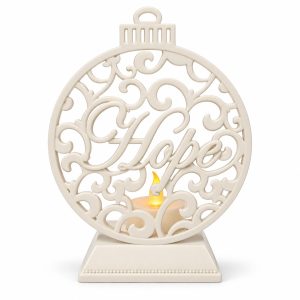 White Hope Ornament Candle Holder with Electronic Candle-kwa16039