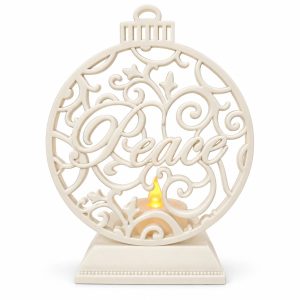 White Peace Ornament Candle Holder with Electronic Candle-kwa16040