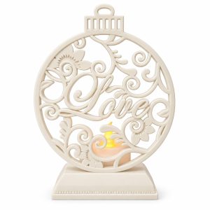 White Love Ornament Candle Holder with Electronic Candle-kwa16041