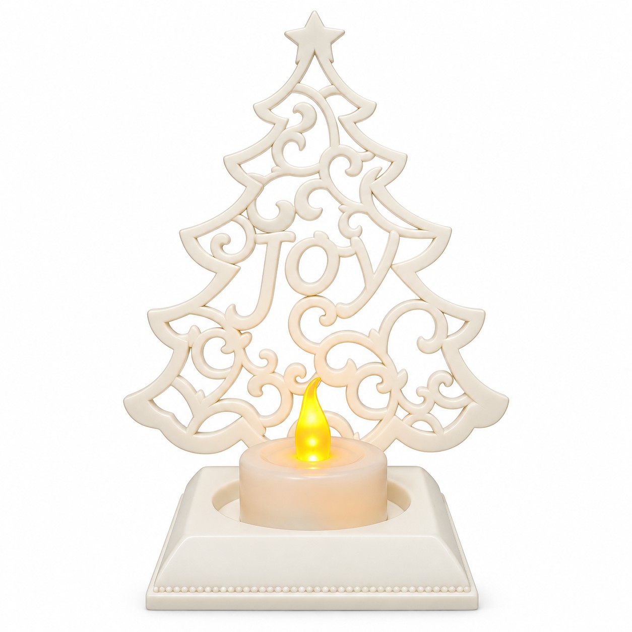 White Joy Tree Candle Holder with Electronic Candle-kwa16044 White Joy Tree Candle Holder with Electronic Candle-kwa16044