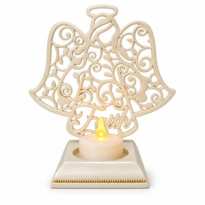 Pearl White Faith Angel Electronic Candle Holder-kwa16049
