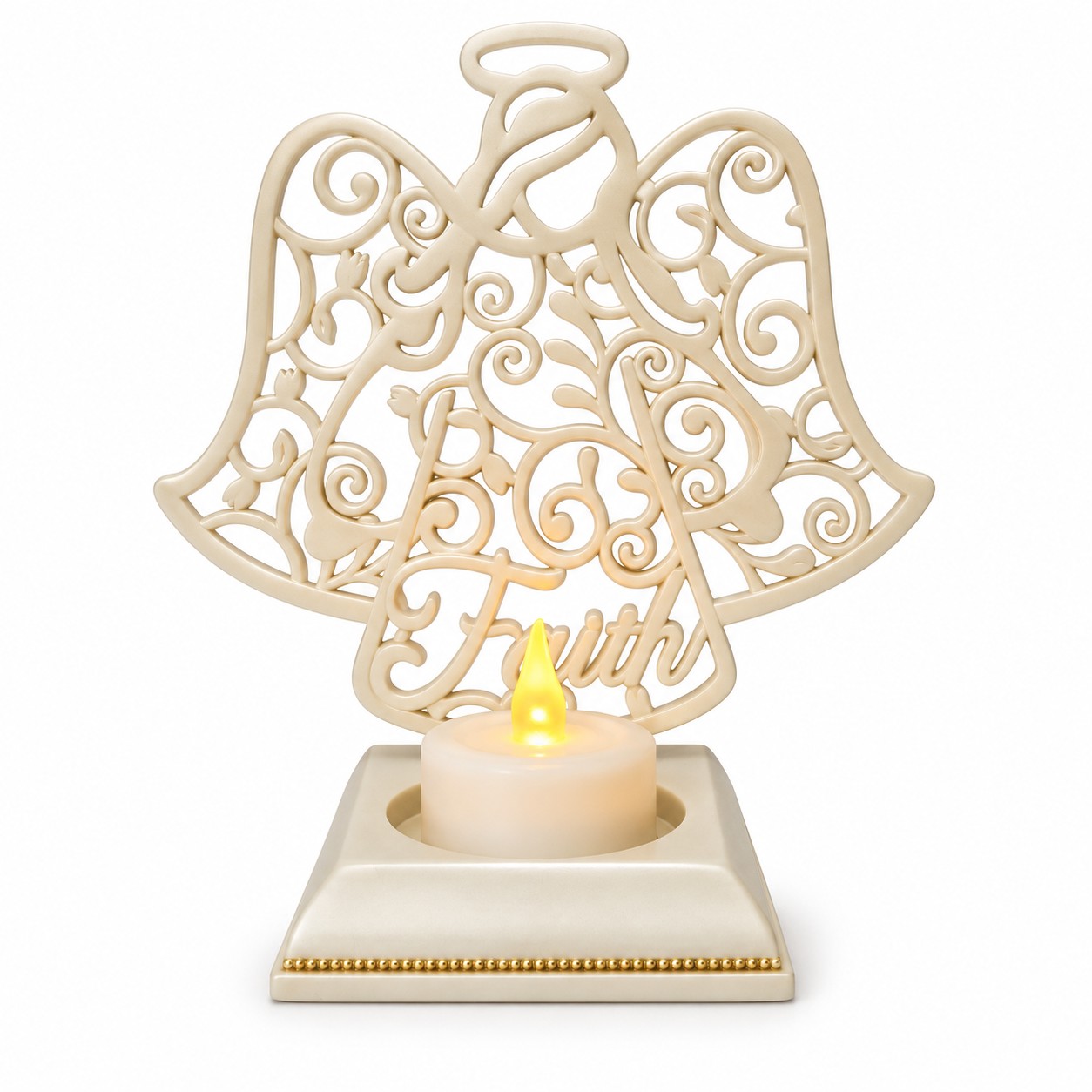 Pearl White Faith Angel Electronic Candle Holder-kwa16049 Pearl White Faith Angel Electronic Candle Holder-kwa16049
