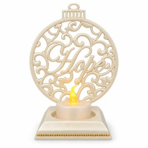 Pearl White Hope Round Ornament Electronic Candle Holder-kwa16052