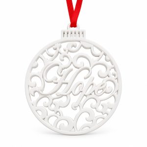 White Resin Hope Christmas Bauble Ornament-kwa16207