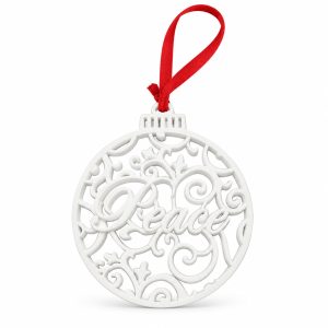 White Resin Peace Christmas Bauble Ornament-kwa16208
