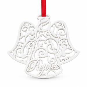 White Resin Rejoice Angel Christmas Ornament-kwa16210