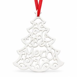 White Resin Be Merry Christmas Tree Ornament-kwa16214