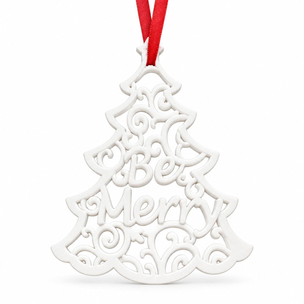 White Resin Be Merry Christmas Tree Ornament-kwa16214 White Resin Be Merry Christmas Tree Ornament-kwa16214