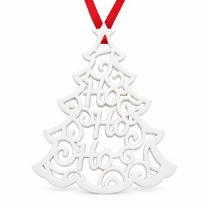 White Resin Ho Ho Ho Christmas Tree Ornament-kwa16215
