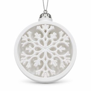White Resin Openwork Snowflake Bauble Ornament-kwa16216
