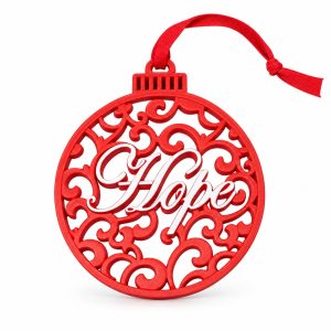 Red Resin Hope Scrollwork Christmas Bauble Ornament-kwa18061