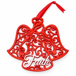 Red Resin Faith Scrollwork Angel Christmas Ornament-kwa18065