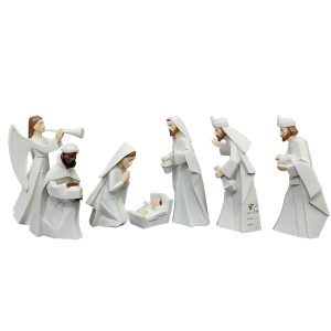 Modern White Seven-Piece Nativity Figurine Set-kwa20091