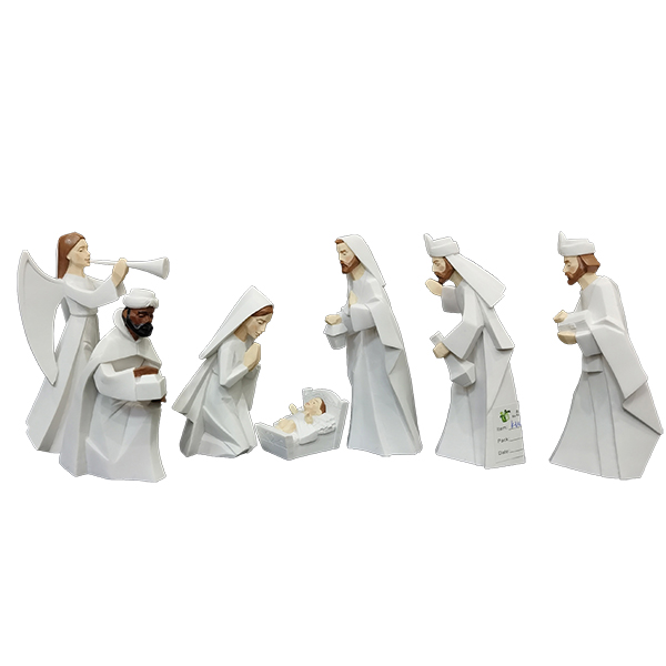 Modern White Seven-Piece Nativity Figurine Set-kwa20091 Modern White Seven-Piece Nativity Figurine Set-kwa20091