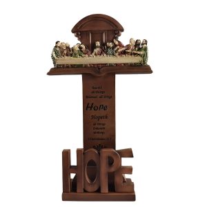 Antique Bronze Last Supper Hope Tabletop Cross-kwa23008
